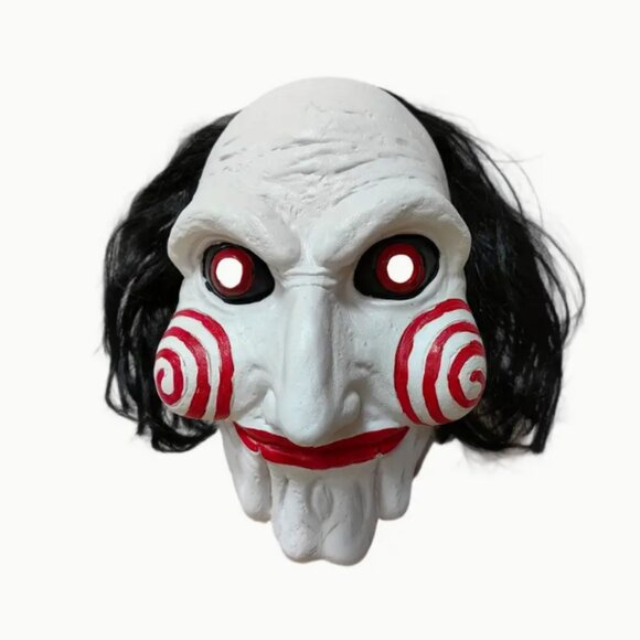 Billy Jigsaw Saw Movie Mask Puppet Costume Halloween Scary Game Latex White Mask - Picture 1 of 4